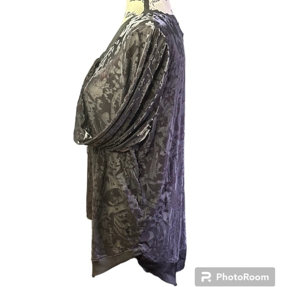 Vera Wang Women’s Black Sheer and Velour Dressy Top See Through XL - Picture 4 of 9